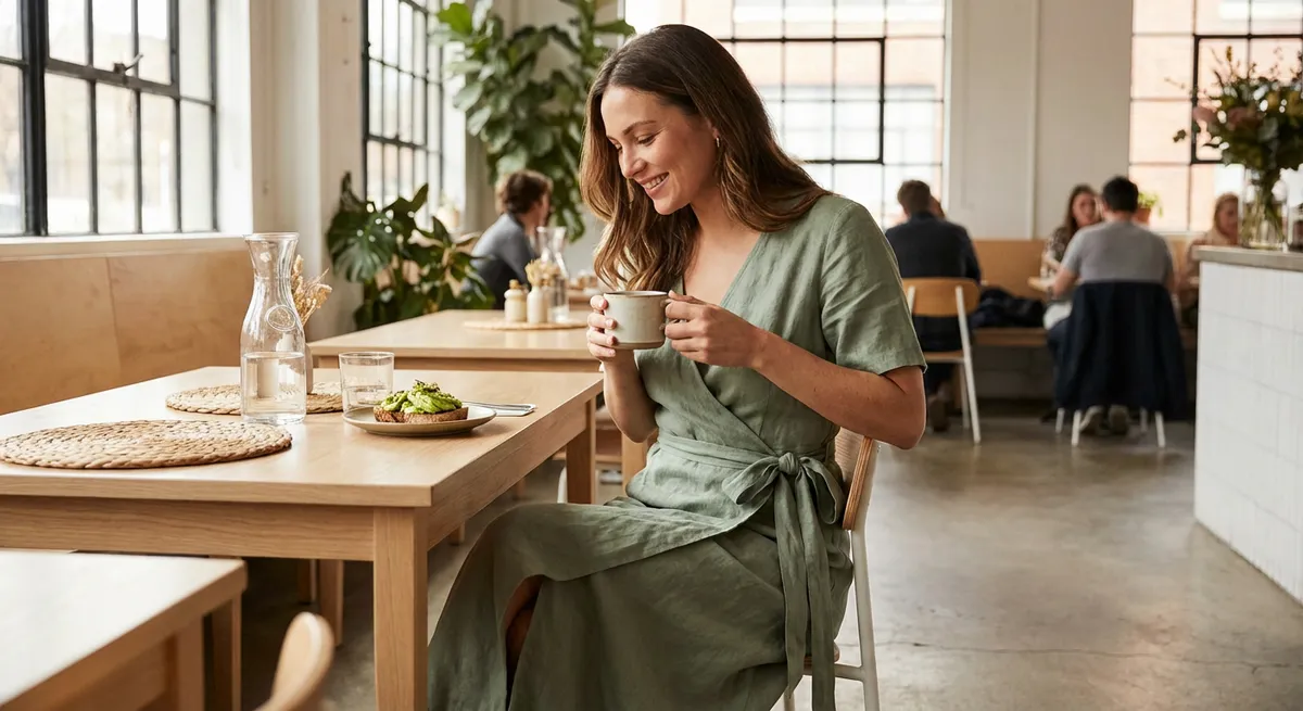 Instagram post for Sage Wrap Dress